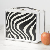 Lunch Box Ondes de style rétro noir et blanc (En situation)