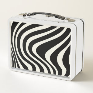 Lunch Box Ondes de style rétro noir et blanc