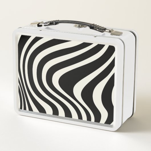 Lunch Box Ondes de style rétro noir et blanc (Dos)