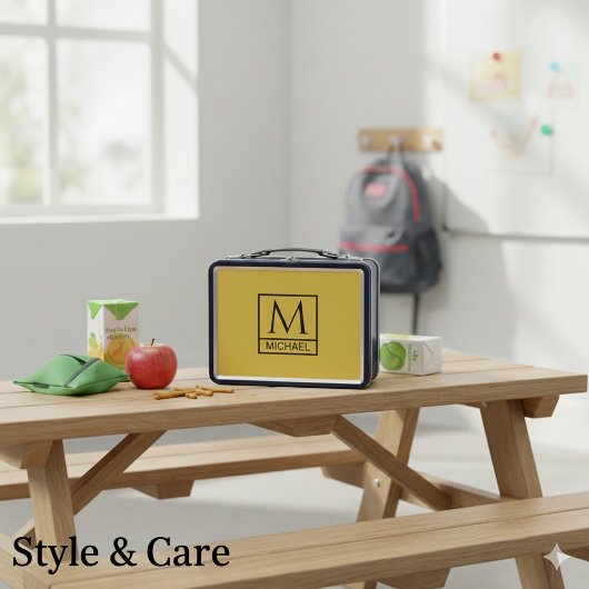 Lunch Box Or métallique personnalisé avec initiales et nom