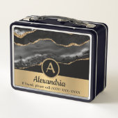 Lunch Box Or Monogramme Personnalisé Luxe Chic (Dos)