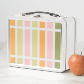 Lunch Box Or rose orange et rayures vertes (En situation)