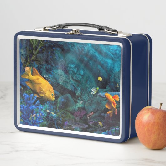 LUNCH BOX ORANGE FISH BLUE OCEAN (En situation)