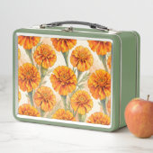 Lunch Box Orange marigold flowers pattern (En situation)
