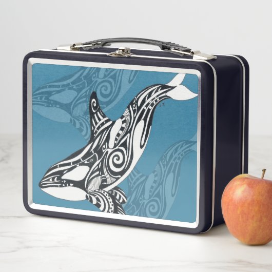 Lunch Box Orca Killer Whale Tlingit Indigo encre bleue (En situation)