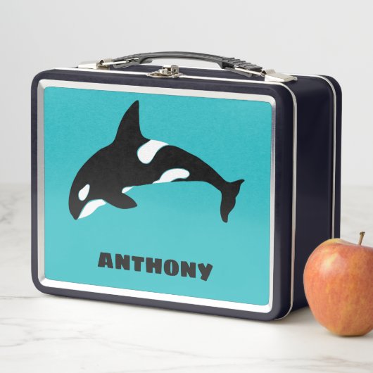 Lunch Box Orcas Tueur Baleines Turquoise Bleu Personnalisé (En situation)