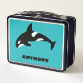 Lunch Box Orcas Tueur Baleines Turquoise Bleu Personnalisé (Devant)