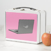 Lunch Box Ordinateur portable gris avec dessin animé logo oi (En situation)