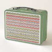 Lunch Box Ornement ethnique géométrique olive et marron (Dos)