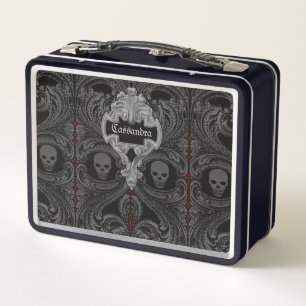 Lunch Box Ornement Goth Grey avec crâne personnalisé