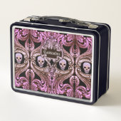Lunch Box Ornement rose Goth avec crâne personnalisé (Dos)