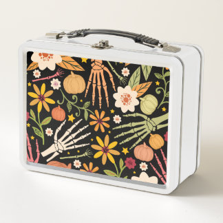 Lunch Box Os d'Halloween, motif floral sans couture.