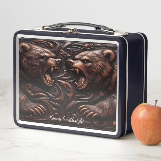 Lunch Box Ours de glace en cuir robuste (En situation)