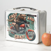 Lunch Box Ours en moto avec cavalier (En situation)