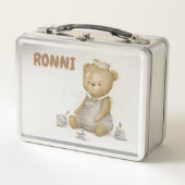 Lunch Box ours en peluche mignon en fleurs (Devant)