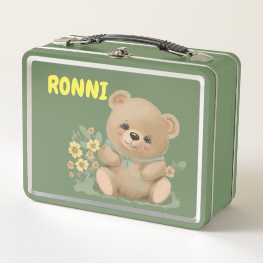Lunch Box ours en peluche mignon en fleurs (Devant)