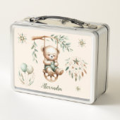 Lunch Box Ours en peluche vert Boho personnalisé (Dos)