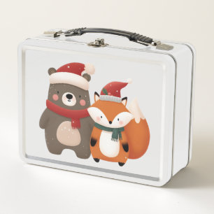 Lunch Box Ours et renard mignons de Noël/hiver