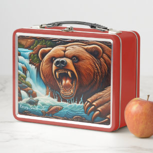 Lunch Box Ours féroce pêchant dans des eaux sauvages