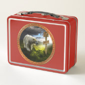 Lunch Box ours polaire regardant le panneau en bois du pôle  (Dos)