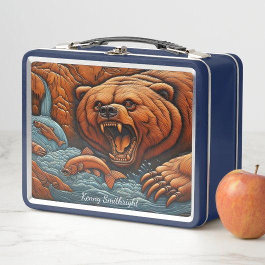 Lunch Box Ours rugissant conquérant les rapides sauvages (En situation)
