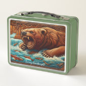 Lunch Box Ours sauvage s’affrontant avec l’énergie de la riv (Dos)