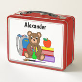 Lunch Box Ours Teddy Avec Fournitures Scolaires (Dos)