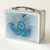 Lunch Box Ovations debout, fractale abstraite bleu turquoise (Dos)