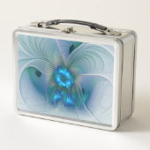 Lunch Box Ovations debout, fractale abstraite bleu turquoise (Devant)