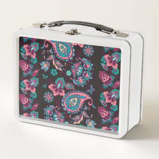 Lunch Box Paisley Stripe : Noir Décoratif Sans Seamless