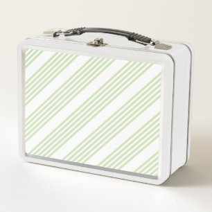 Lunch Box Pale vert et blanc cinq bandes motif
