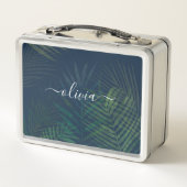 Lunch Box Palmiers vert foncé motif feuille (Dos)