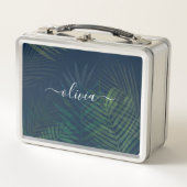 Lunch Box Palmiers vert foncé motif feuille (Devant)