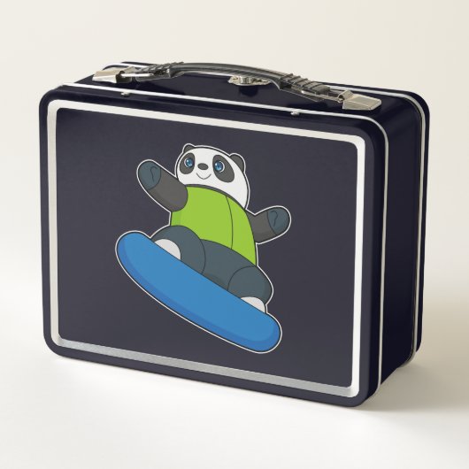Lunch Box Panda a Snowboarder (Dos)