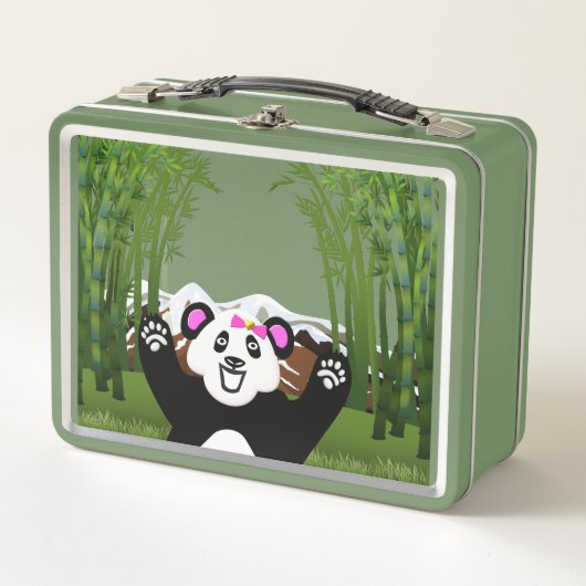 Lunch Box Panda adorable avec Bow rose (Devant)