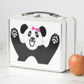 Lunch Box Panda Adorable avec Nœud Rose (En situation)
