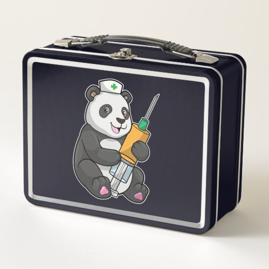 Lunch Box Panda comme infirmière avec seringue (Devant)