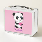 Lunch Box Panda mignonne avec un coeur rose Bo déjeuner pers (Dos)