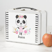 Lunch Box Panda noir blanc mignon personnalisé (En situation)