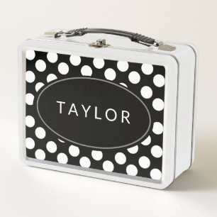 Lunch Box Panier-repas noir et blanc personnalisé de point