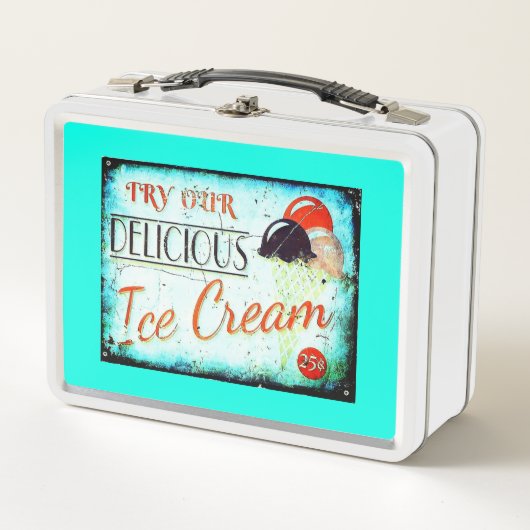 Lunch Box Panneau vintage glacier turquoise (Devant)