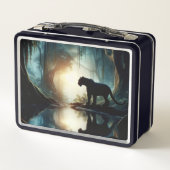 Lunch Box Panthère noire réfléchie dans un bassin d'eau dans (Dos)