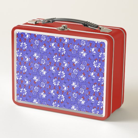 Lunch Box Papier peint baroque - motif de fleurs bleues (Devant)