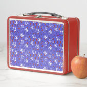 Lunch Box Papier peint baroque - motif de fleurs bleues (En situation)