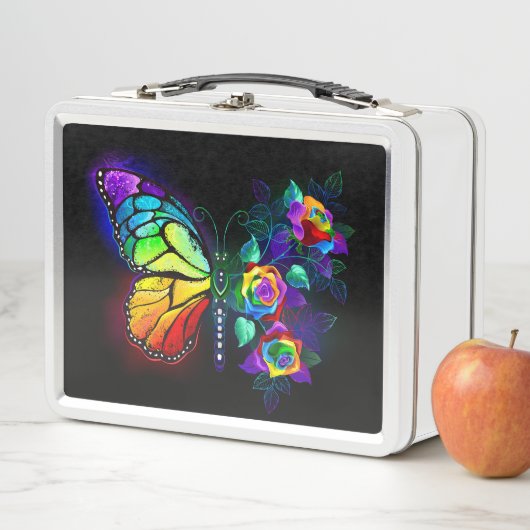 Lunch Box Papillon arc-en-ciel (En situation)