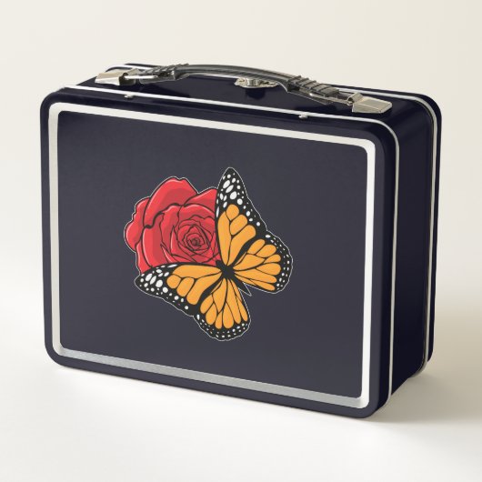 Lunch Box Papillon avec Rose (Dos)
