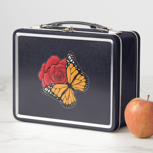 Lunch Box Papillon avec Rose (En situation)