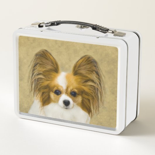 Lunch Box Papillon (Hound Tri) Peinture - Art Chien original (Dos)