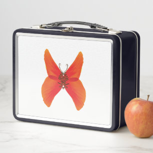 Lunch Box Papillon rouge orange avec votre nom