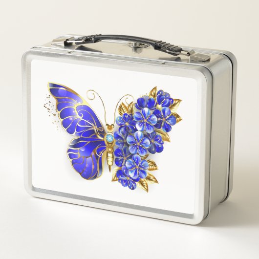 Lunch Box Papillon saphir à fleurs (Dos)